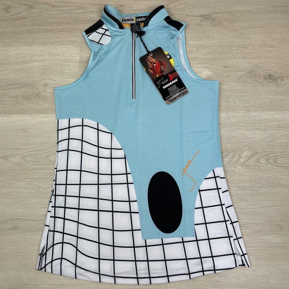 Jamie Sadock Golf Tank Top Size XS‎ Blue 1/4 Zip Abstract Print